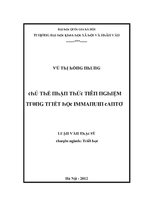 Nhận Thức Tiên Nghiệm Trong Triết Học Immanuel Kant
