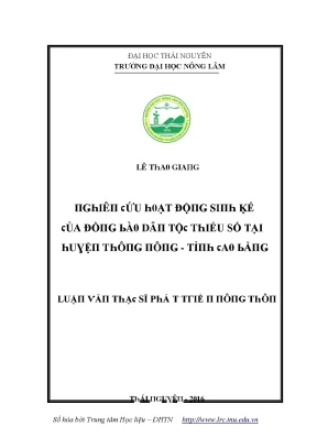 Nghiên cứu hoạt động sinh kế tại Thái Nguyên - Trường 