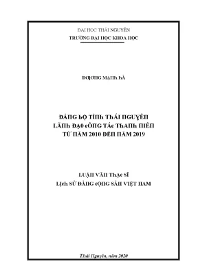 Nghiên Cứu Lịch Sử Đảng Bộ Tỉnh Thái Nguyên Giai Đoạn