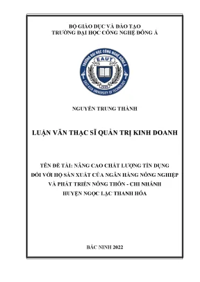 Nâng cao chất lượng tín dụng cho hộ sản xuất tại