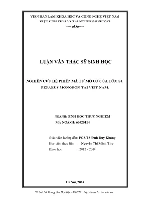 Nghiên Cứu Hệ Phiên Mã Tôm Sú Penaeus Monodon Tại Việt Nam