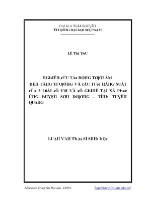 Nghiên cứu về độ ẩm và năng suất của hai loại cây trồng