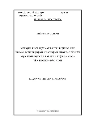 Nghiên Cứu Vật Lý Trị Liệu Hô Hấp Trong Điều Trị Bệnh