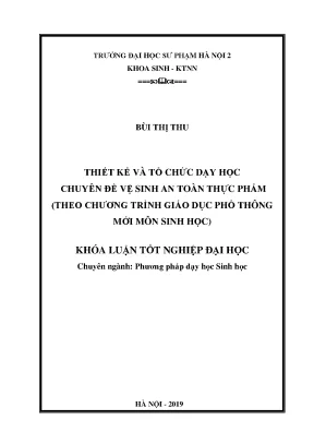 Thiết Kế và Tổ Chức Dạy Học Chuyên Đề Vệ Sinh An Toàn 
