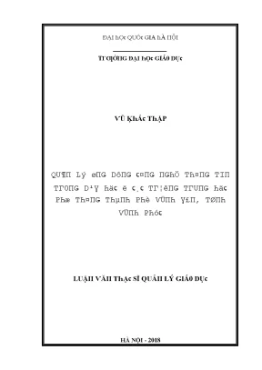 Quản lý ứng dụng công nghệ thông tin trong dạy học tại