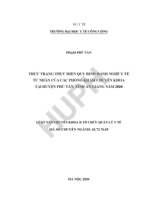 Thực Trạng Thực Hiện Quy Định Hành Nghề Y Tế Tư Nhân Tại
