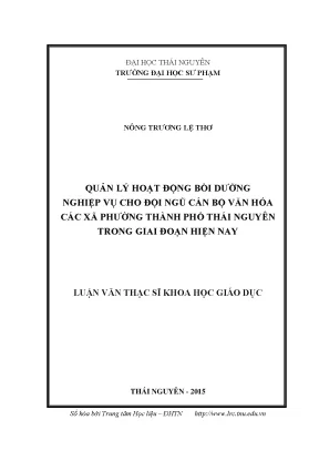 Quản Lý Hoạt Động Bồi Dưỡng Nghiệp Vụ Văn Hóa Tại Thái