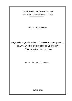 Luận văn: Thực hành quyền công tố vụ án lừa đảo Hà Nam