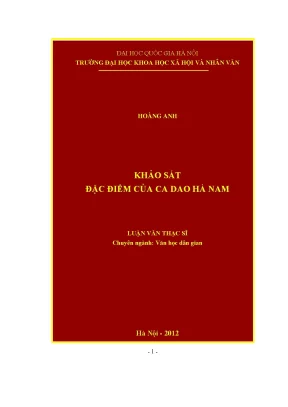 Khảo Sát Đặc Điểm Ca Dao Hà Nam: Nghiên Cứu Văn Học Dân Gian