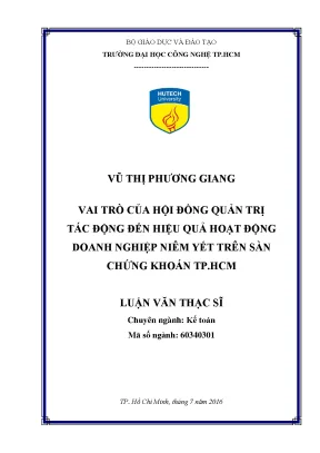 Vai Trò Của Hội Đồng Quản Trị Đối Với Hiệu Quả Hoạt Động