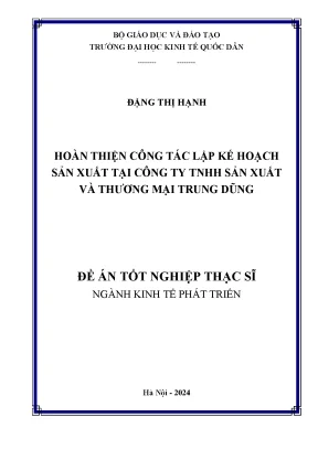 Hoàn thiện công tác lập kế hoạch sản xuất tại Công ty