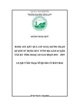 Kết Quả Nghiên Cứu Quản Lý Đất Đai Tại Trường Đại Học