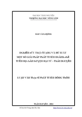 Giải pháp phát triển bền vững cho địa bàn Đại Từ - Thái