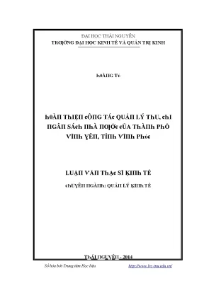 Cải thiện quản lý ngân sách nhà nước tại Vĩnh Yên, Vĩnh Phúc