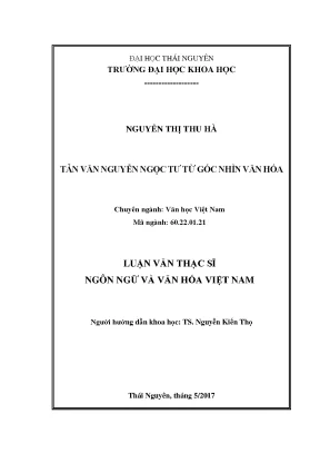 Nghiên Cứu Văn Hóa Qua Tản Văn Nguyễn Ngọc Tư