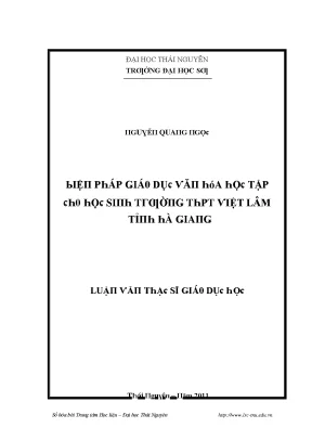 Giáo Dục Văn Hóa Học Tập Cho Học Sinh Trường THPT Việt Lâm