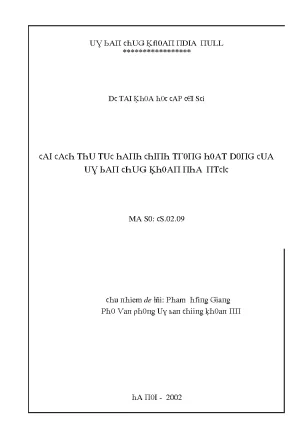 Cải Cách Thủ Tục Hành Chính Ủy Ban Chứng Khoán Nhà Nước