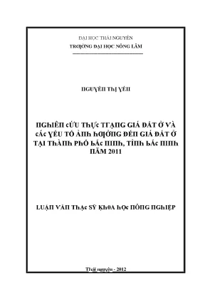 Phân Tích Giá Đất Tại Thành Phố Bắk Ninh Năm 2011