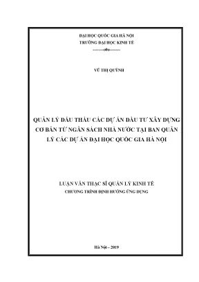 Quản Lý Đấu Thầu Dự Án Đầu Tư Xây Dựng Từ Ngân Sách Nhà
