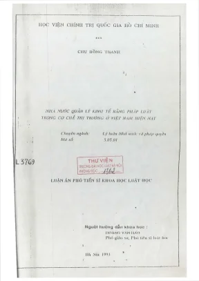 Quản Lý Kinh Tế Bằng Pháp Luật Trong Cơ Chế Thị Trường Ở 