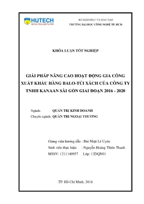 Giải Pháp Nâng Cao Hoạt Động Gia Công Xuất Khẩu Hàng
