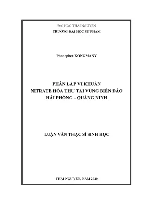 Nghiên Cứu Phân Lập Vi Khuẩn Nitrate Hóa Tại Vùng Biển 