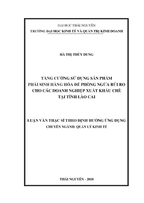 Tăng Cường Sử Dụng Sản Phẩm Phái Sinh Hàng Hóa Để Phòng