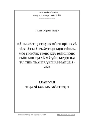 Đánh Giá Tình Hình Môi Trường Tại Xã Mỹ Yên, Huyện Đại