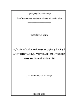 Nghiên Cứu Về Sự Tiếp Nối Của Thể Loại Truyện Kỳ Và Kỳ 