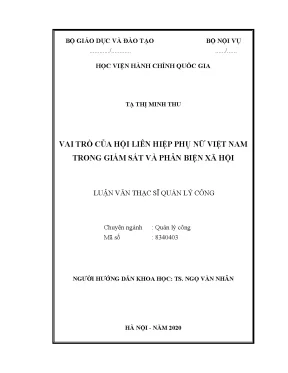 Vai Trò Của Hội Liên Hiệp Phụ Nữ Việt Nam Trong Giám Sát