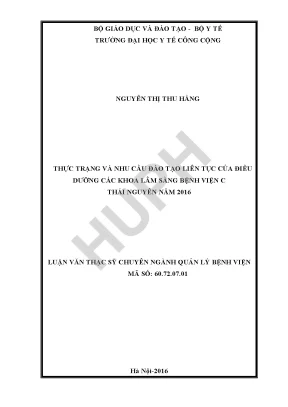 Nhu Cầu Đào Tạo Liên Tục Của Điều Dưỡng Tại Bệnh Viện C