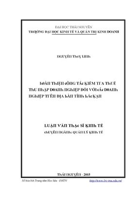 Quản lý thuế và kiểm tra thuế tại Thái Nguyên