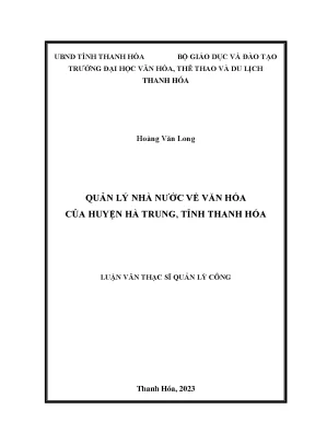 Quản lý nhà nước về văn hóa tại huyện Hà Trung, tỉnh 
