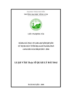 Quản lý đất đai tại Thái Nguyên: Nghiên cứu từ 2013 đến 2016