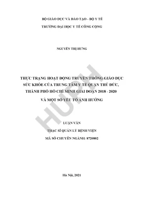 Thực Trạng Hoạt Động Truyền Thông Giáo Dục Sức Khỏe Tại