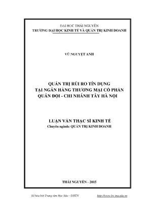Quản trị rủi ro tín dụng tại ngân hàng quân đội Tây Hà Nội