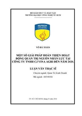 Giải Pháp Nâng Cao Quản Trị Nguồn Nhân Lực Tại CJ Vina