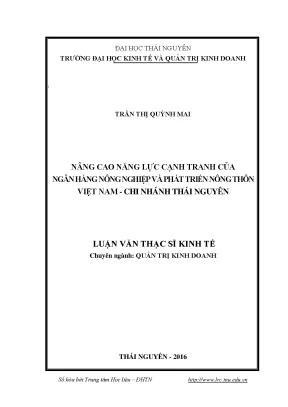 Nâng cao năng lực cạnh tranh của Agribank Thái Nguyên