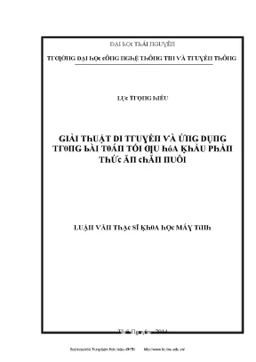 Giải Thuật Di Truyền Tối Ưu Hóa Khẩu Phần Thứ Nhất