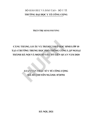 Căng Thẳng, Lo Âu và Trầm Cảm ở Học Sinh Lớp 10 Tại Hà