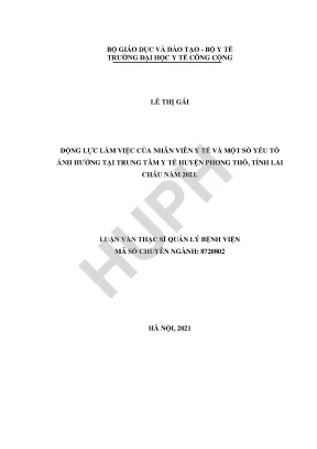 Động Lực Làm Việc Của Nhân Viên Y Tế Tại Trung Tâm Y Tế