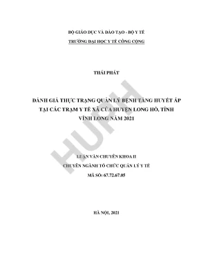 Đánh Giá Quản Lý Bệnh Tăng Huyết Áp Tại Trạm Y Tế Xã