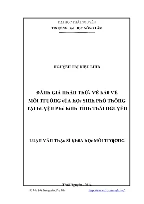 Đánh Giá Nhận Thức Về Bảo Vệ Môi Trường Của Học Sinh Phổ