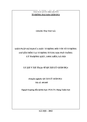 Biện Pháp Chỉ Đạo Hiệu Trưởng Đối Với Tổ Trưởng Chuyên
