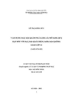 Nghiên Cứu Đối Tượng Dạy Học Khám Phá Mô Hình Quản Lý 