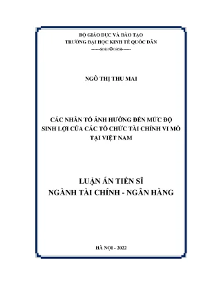 Nhân Tố Ảnh Hưởng Đến Mức Độ Sinh Lợi Của Tổ Chức Tài