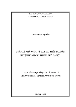 Quản Lý Nhà Nước Về Đất Đai Tại Huyện Hoài Đức, Hà Nội: