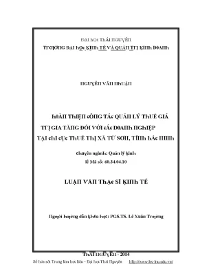 Quản Lý Thuế Giá Trị Gia Tăng Tại Thị Xã Từ Sơn