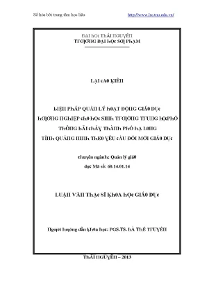 Quản lý giáo dục hướng nghiệp cho học sinh THPT Bãi