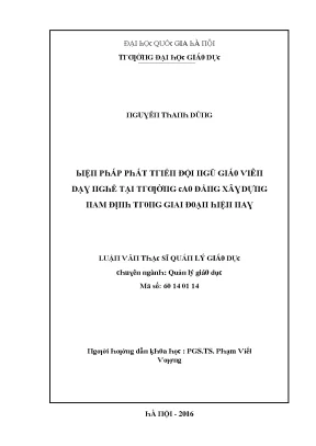 Phát Triển Đội Ngũ Giáo Viên Dạy Nghề Tại Trường Cao
